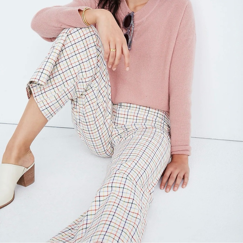 Madewell Emmett Wide-Leg Crop Pants in Rainbow Windowpane